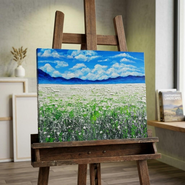 秋のインテリア】油絵 絵画【エターナル・ホワイト】癒しの風景画 原画