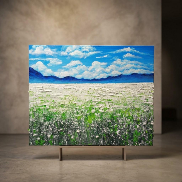 秋のインテリア】油絵 絵画【エターナル・ホワイト】癒しの風景画 原画