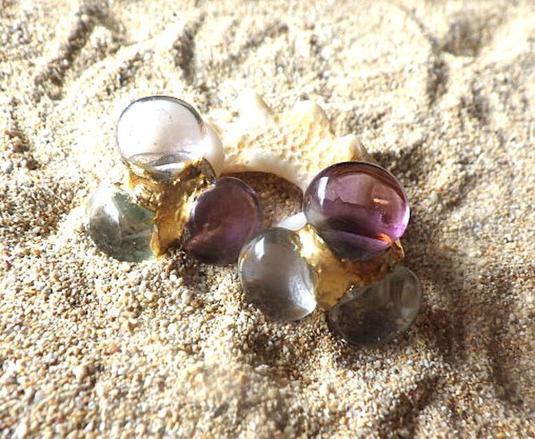 Fluorite Flower Kintsug フローライトと金継ぎのお花ピアス