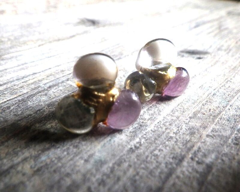 Fluorite Flower Kintsug フローライトと金継ぎのお花ピアス