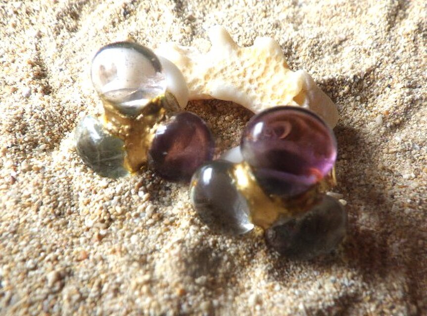 Fluorite Flower Kintsug フローライトと金継ぎのお花ピアス