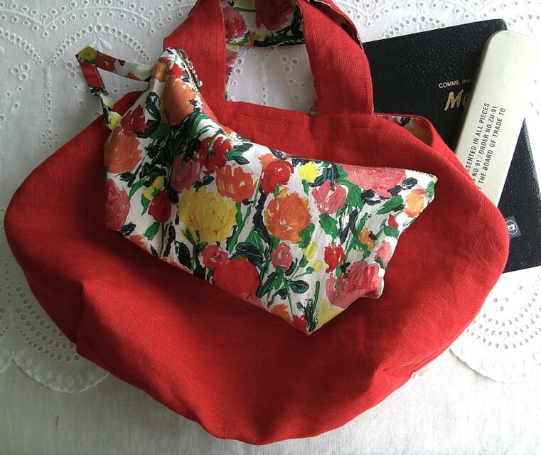 RedLinen×花cotton 2wayBag＆pouch | iichi 日々の暮らしを心地よく