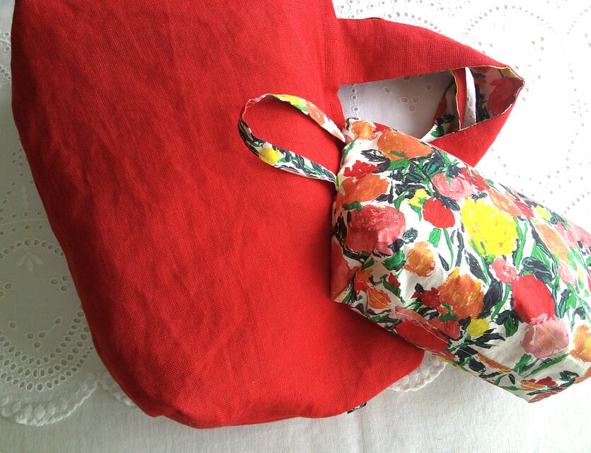 RedLinen×花cotton 2wayBag＆pouch | iichi 日々の暮らしを心地よく
