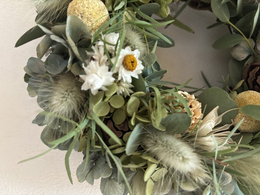 秋色紫陽花と木の実のナチュラルリース3 | iichi 日々の暮らしを