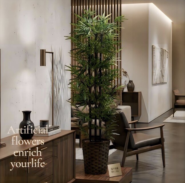 光触媒 人工観葉植物 ウォールグリーン フェイクグリーン 黒竹 1.35m