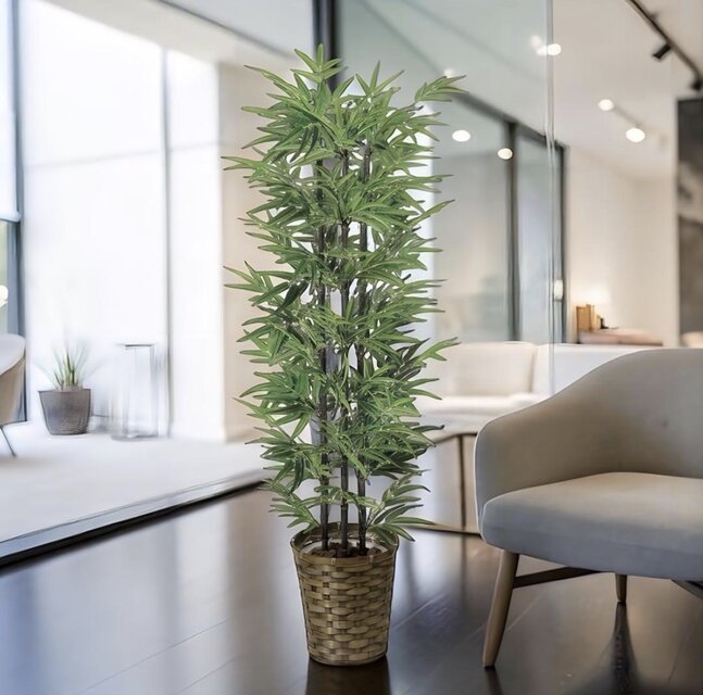 光触媒 人工観葉植物 ウォールグリーン フェイクグリーン 黒竹 1.35m