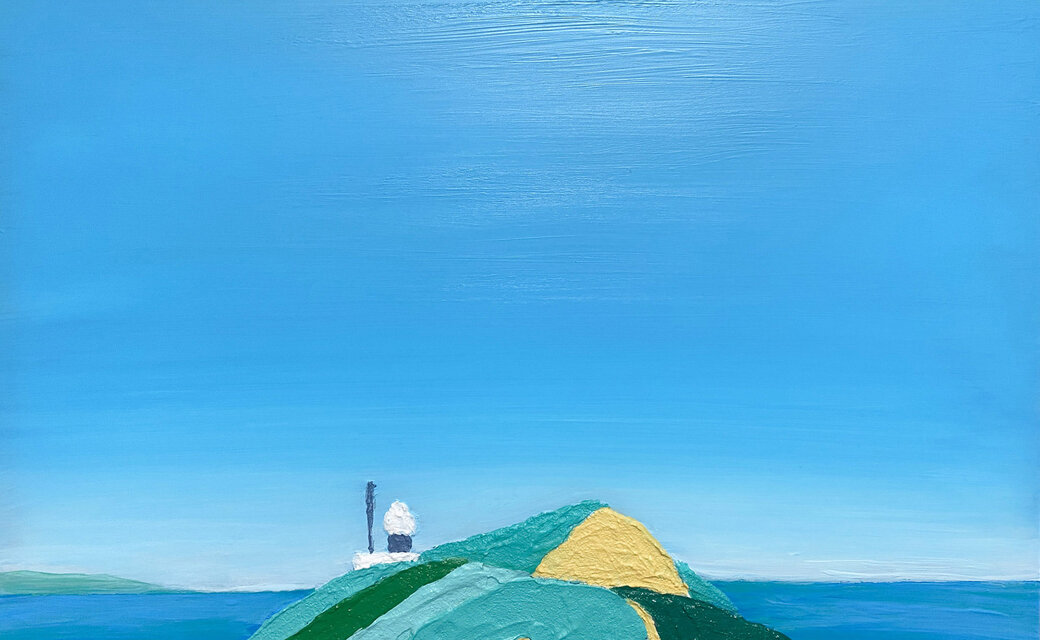 灯台のある岬」/ acrylic on panel | iichi 日々の暮らしを心地よく