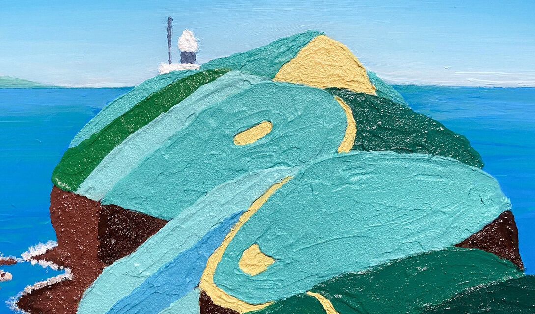 F10「納沙布岬灯台」油彩画 油絵 絵画 アート 灯台のある岬」/ acrylic on panel | iichi 日々の暮らしを心地よく