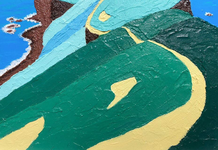 灯台のある岬」/ acrylic on panel | iichi 日々の暮らしを心地よく