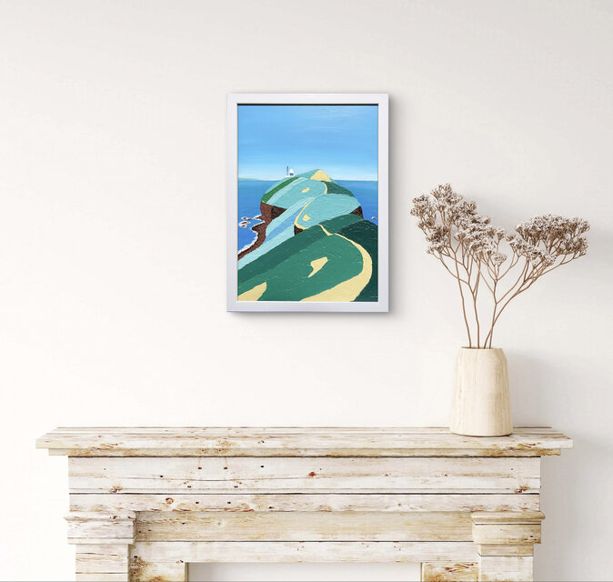 灯台のある岬」/ acrylic on panel | iichi 日々の暮らしを心地よく