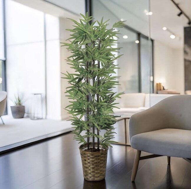 光触媒 人工観葉植物 ウォールグリーン フェイクグリーン 黒竹 1.35m