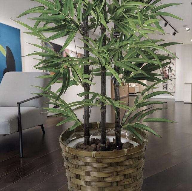 光触媒 人工観葉植物 ウォールグリーン フェイクグリーン 黒竹 1.35m