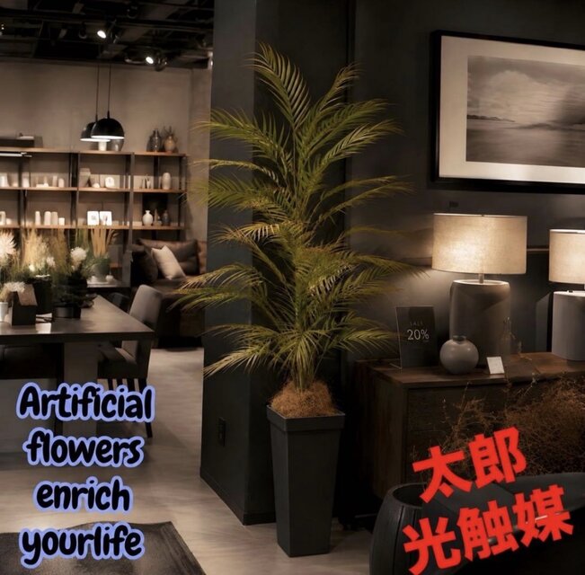 光触媒 人工観葉植物 ウォールグリーン フェイクグリーン アレカヤシ黒