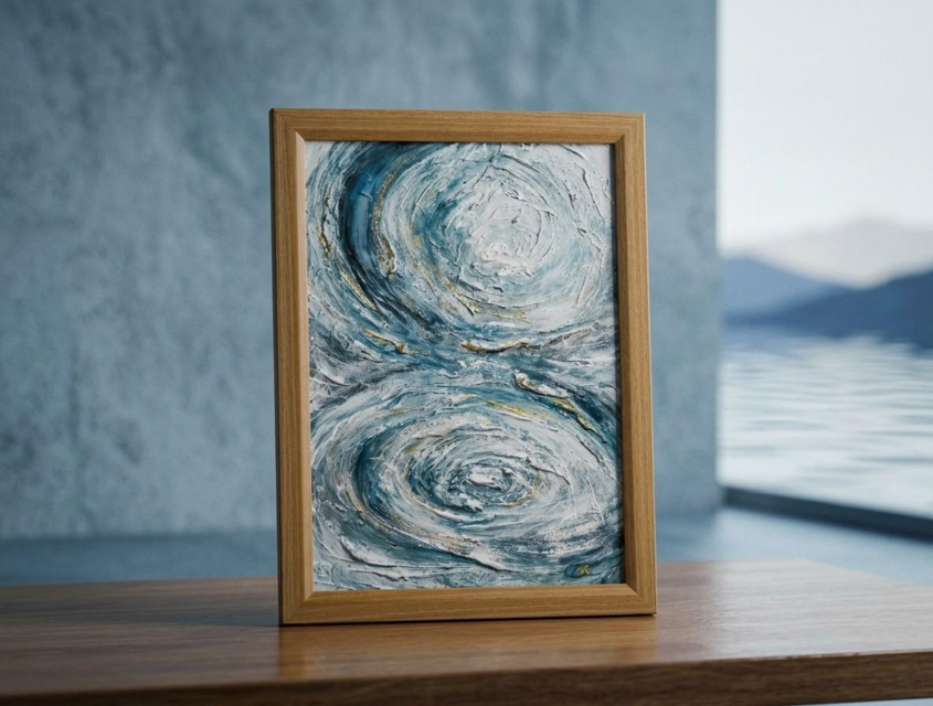 原画】凪の兆し - A4油絵 額付き・ギフトラッピング無料｜北欧モダンな