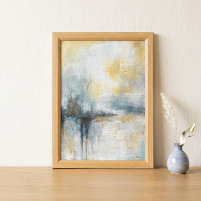 爽やかな秋の朝に】油絵 原画『はじまりの呼吸』A4額縁・ギフト