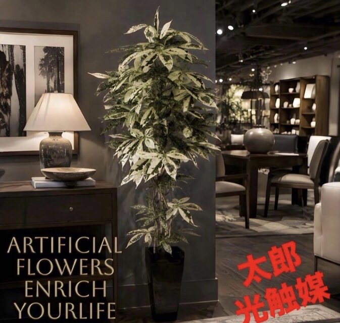 光触媒 人工観葉植物 ウォールグリーン フェイクグリーン 斑入りパキラ