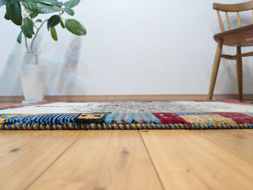 ハンドメイド ペルシャ ギャッベ カシュクリ ラグ 118×81㎝ 生命の木
