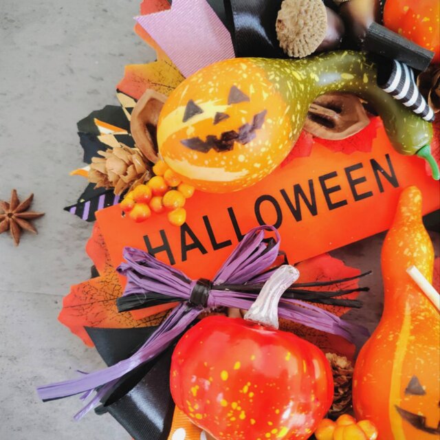 26 ハロウィン オバケカボチャたちのハロウィンリース☆27cm | iichi