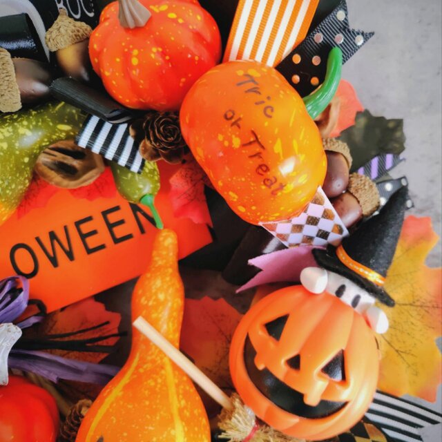 ハロウィンリース 26 ハロウィン オバケカボチャたちのハロウィンリース☆27cm | iichi