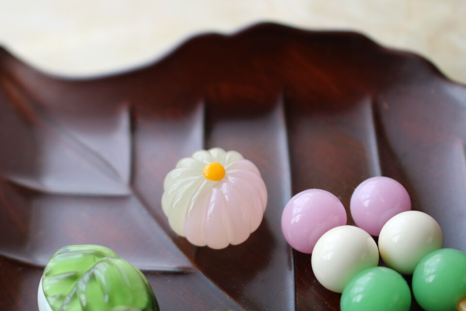 春をひとつ、召し上がれ／ガラスのお花見和菓子】☆ガラスのミニチュア