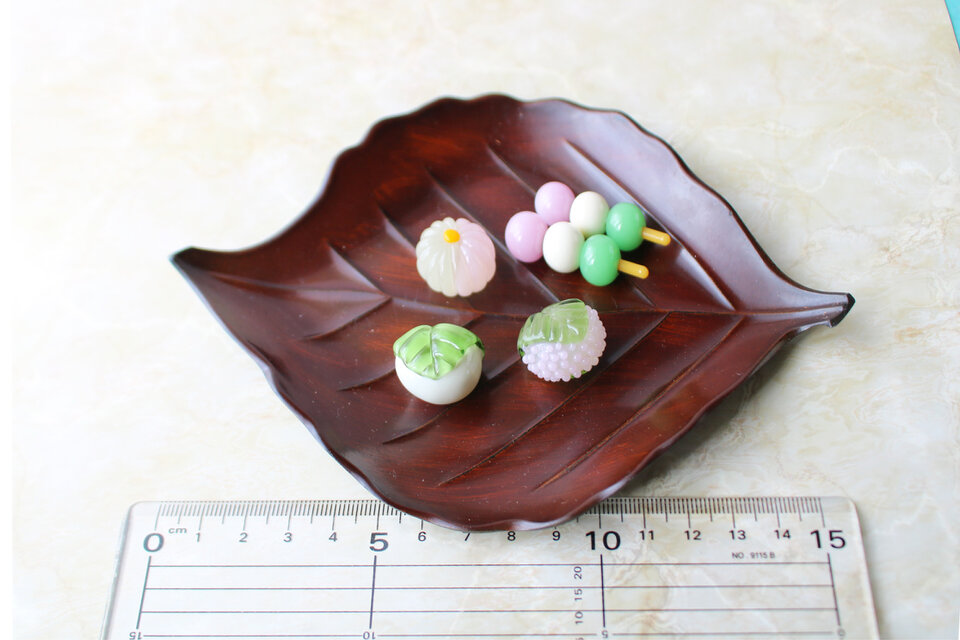春をひとつ、召し上がれ／ガラスのお花見和菓子】☆ガラスのミニチュア