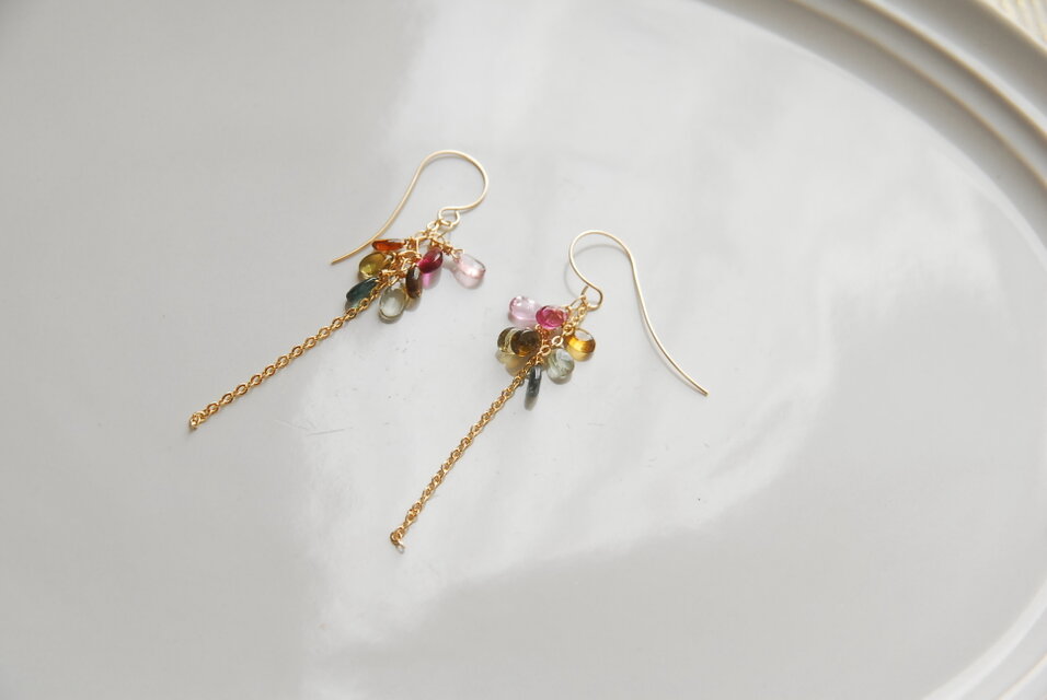 トルマリンペアシェイプのピアス no.3 14kgf | iichi 日々の暮らしを