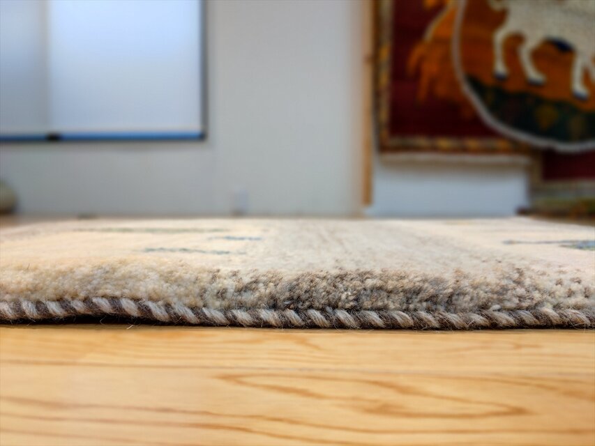 ハンドメイド 天然ウール ペルシャ ギャッベ 玄関マット ラグ 86x62