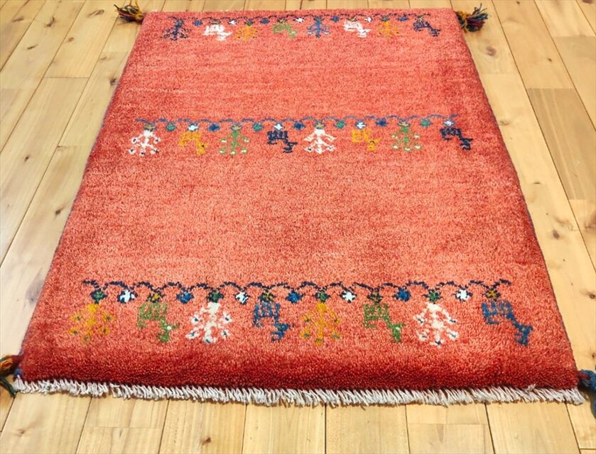 ハンドメイド ペルシャ ギャッベ 玄関マット 86x67cm 生命の木 ヤギ 羊