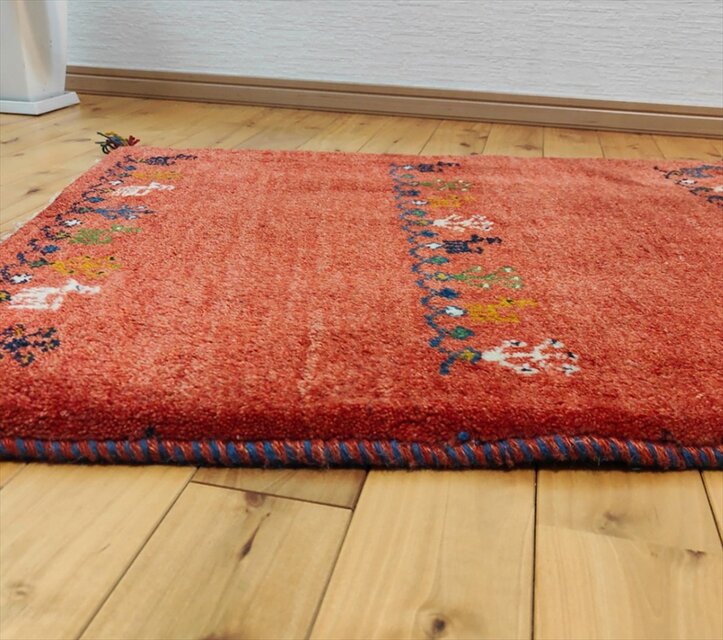 ハンドメイド ペルシャ ギャッベ 玄関マット 86x67cm 生命の木 ヤギ 羊