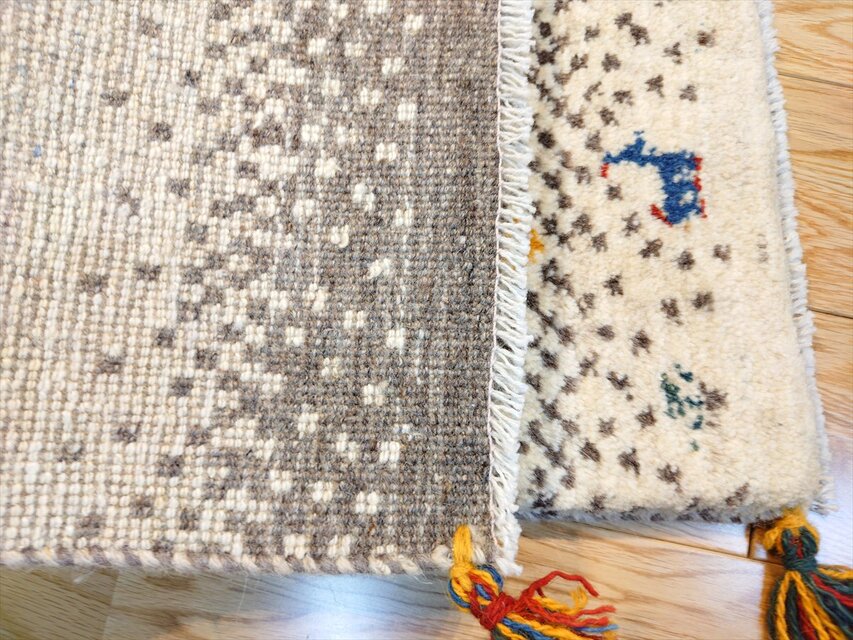 ハンドメイド 天然ウール ペルシャ ギャッベ 玄関マット ラグ 88x60