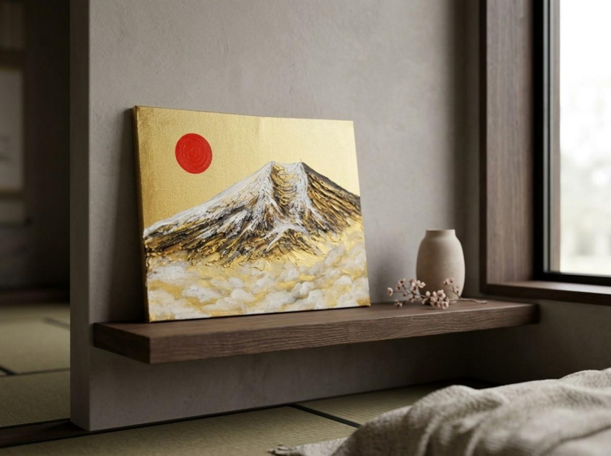 黄金富士】金運・運気上昇を願う 贅沢な純金色彩の油彩画｜開運 富士山