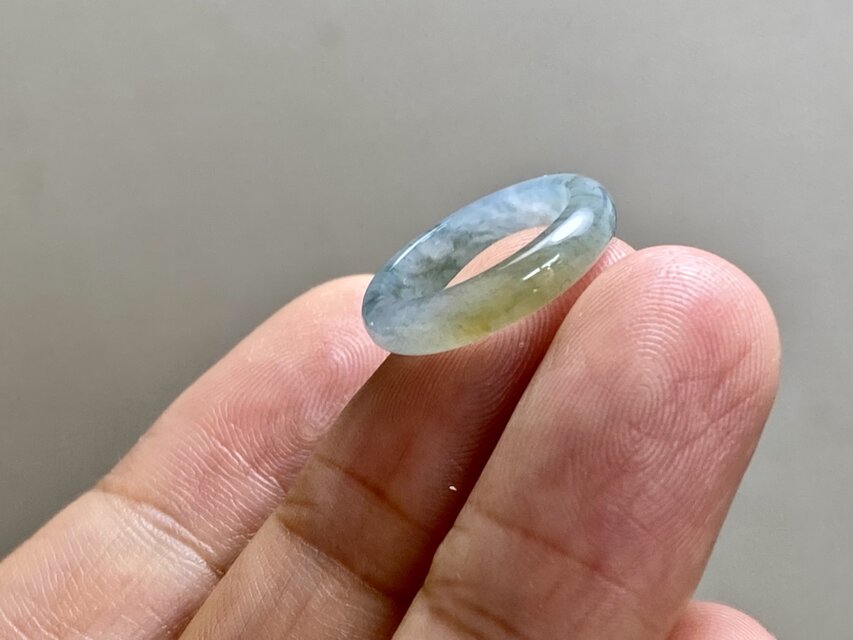 L19-62 ピンキーリング 氷糯種 黄翡翠 1.5号 グアテマラ産 A貨 本翡翠
