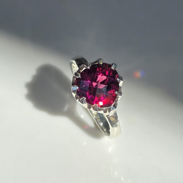 ロードライトガーネット 4.2ct チェッカーマロン ツメ シルバーSV925