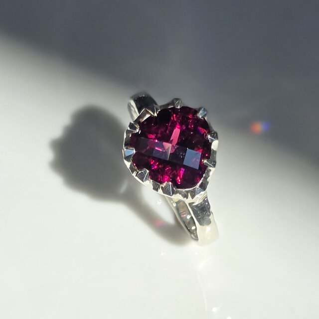ロードライトガーネット 4.2ct チェッカーマロン ツメ シルバーSV925