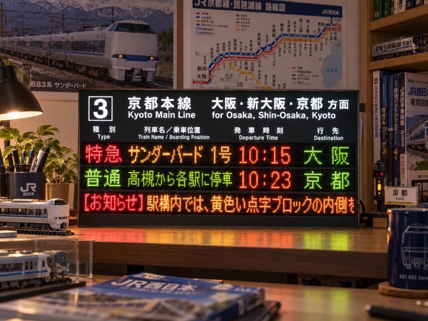 オーダー無料】鉄道 列車 電車 駅ホーム 時刻表 駅名標 路線案内板