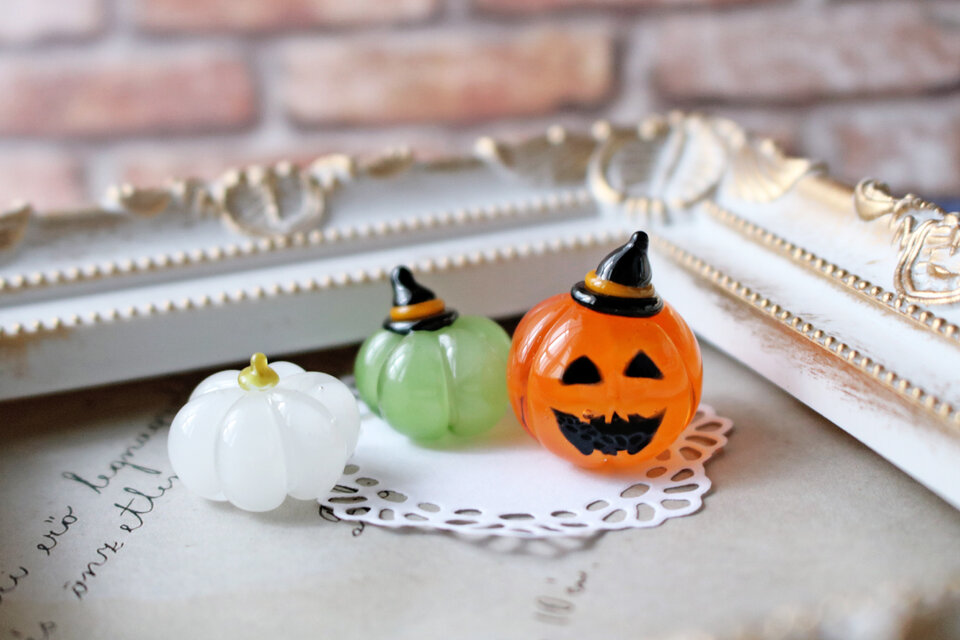 真夜中のハロウィン】ガラスのミニチュアジャックオランタンのコピー