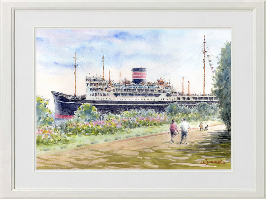 水彩画原画 氷川丸 7 ＃747 | iichi 日々の暮らしを心地よくする