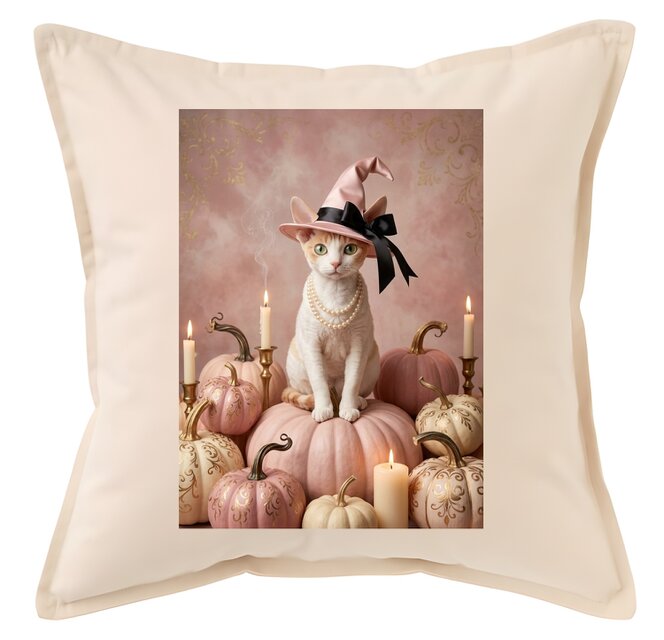 猫（デボンレックス）クッション 45cm ハロウィン限定アート | iichi