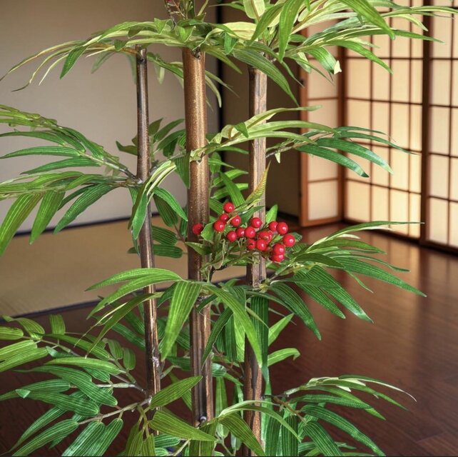 光触媒 人工観葉植物 ウォールグリーン フェイクグリーン 黒竹南天