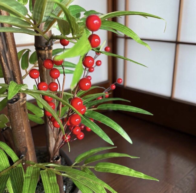 光触媒 人工観葉植物 ウォールグリーン フェイクグリーン 黒竹南天