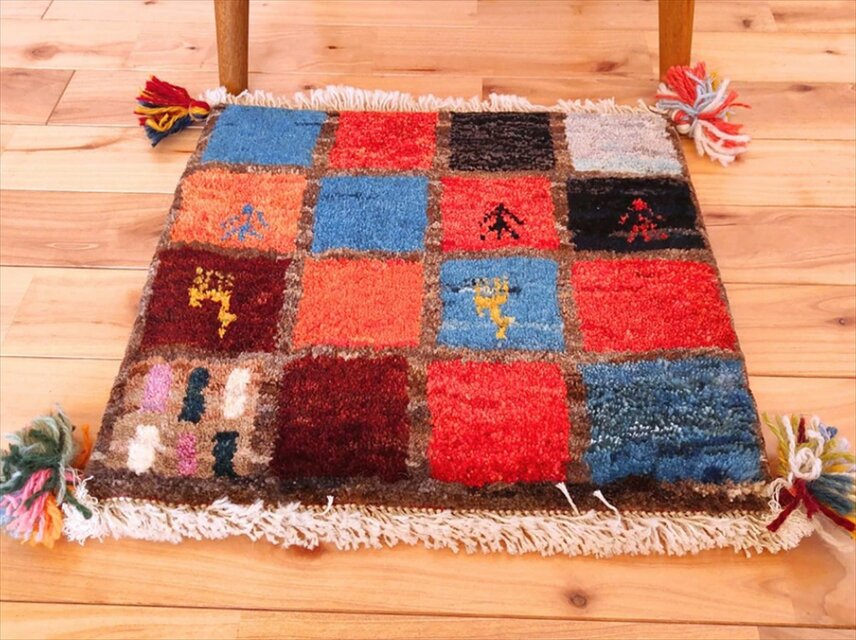 ハンドメイド 天然ウール ペルシャ ダバールギャッベ ミニマット ラグ