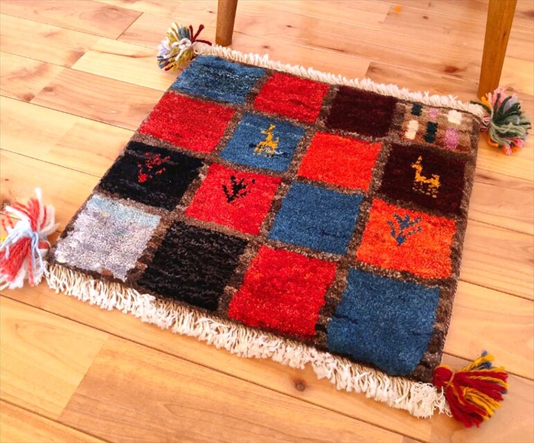 ハンドメイド 天然ウール ペルシャ ダバールギャッベ ミニマット ラグ