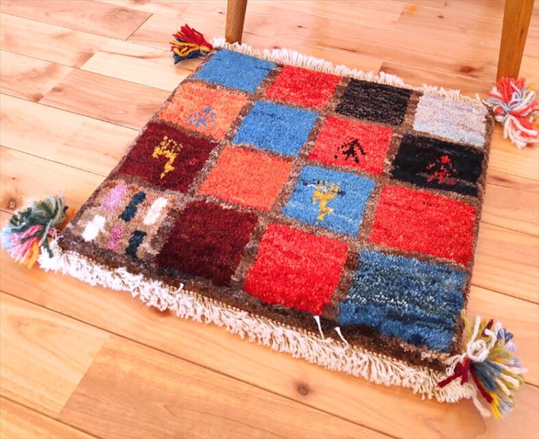 ハンドメイド 天然ウール ペルシャ ダバールギャッベ ミニマット ラグ