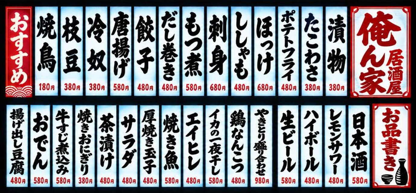 オーダー無料】相撲 取組表風 居酒屋 和食 レストラン メニュー お