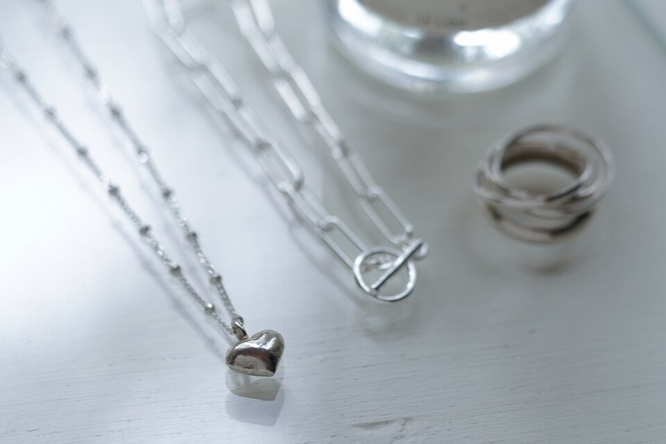 SILVER925 カレンシルバー ハートモチーフ ステーションチェーン