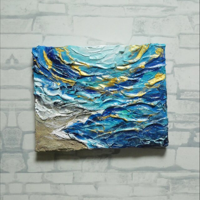 海のテクスチャーアート『碧洋の煌めき —永遠への憧憬—』F0号 油彩画