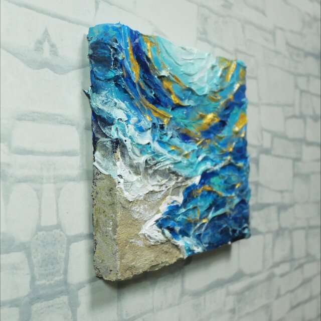 海のテクスチャーアート『碧洋の煌めき —永遠への憧憬—』F0号 油彩画