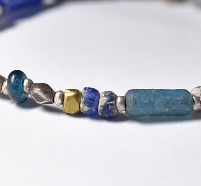 古代水晶、西アフリカ出土銀化混ビーズ、ローマングラス、oldチン