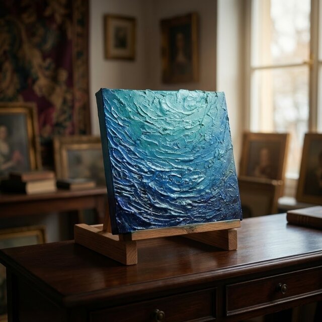 碧の夜明け】海のテクスチャーアート 抽象画アートパネル（額縁なし