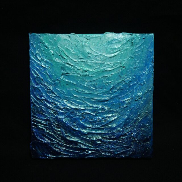 碧の夜明け】海のテクスチャーアート 抽象画アートパネル（額縁なし